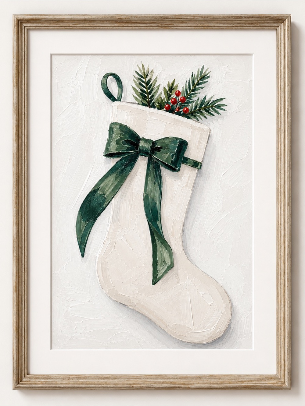 Holiday Christmas Art Print- Stocking | 8.5 x 11 | Unframed Seasonal Wall Déco